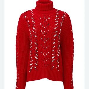 Jason Wu Red Interlocking Turtleneck Sweater